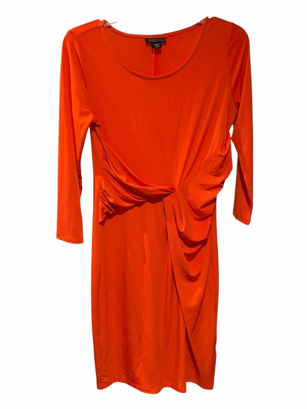 Metaphor Vibrant Orange Twist-Detail Long Sleeve Dress